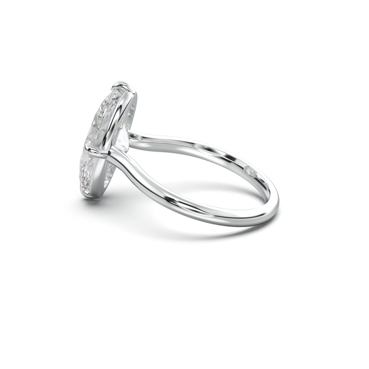Elongated Moval Solitaire Engagement Ring