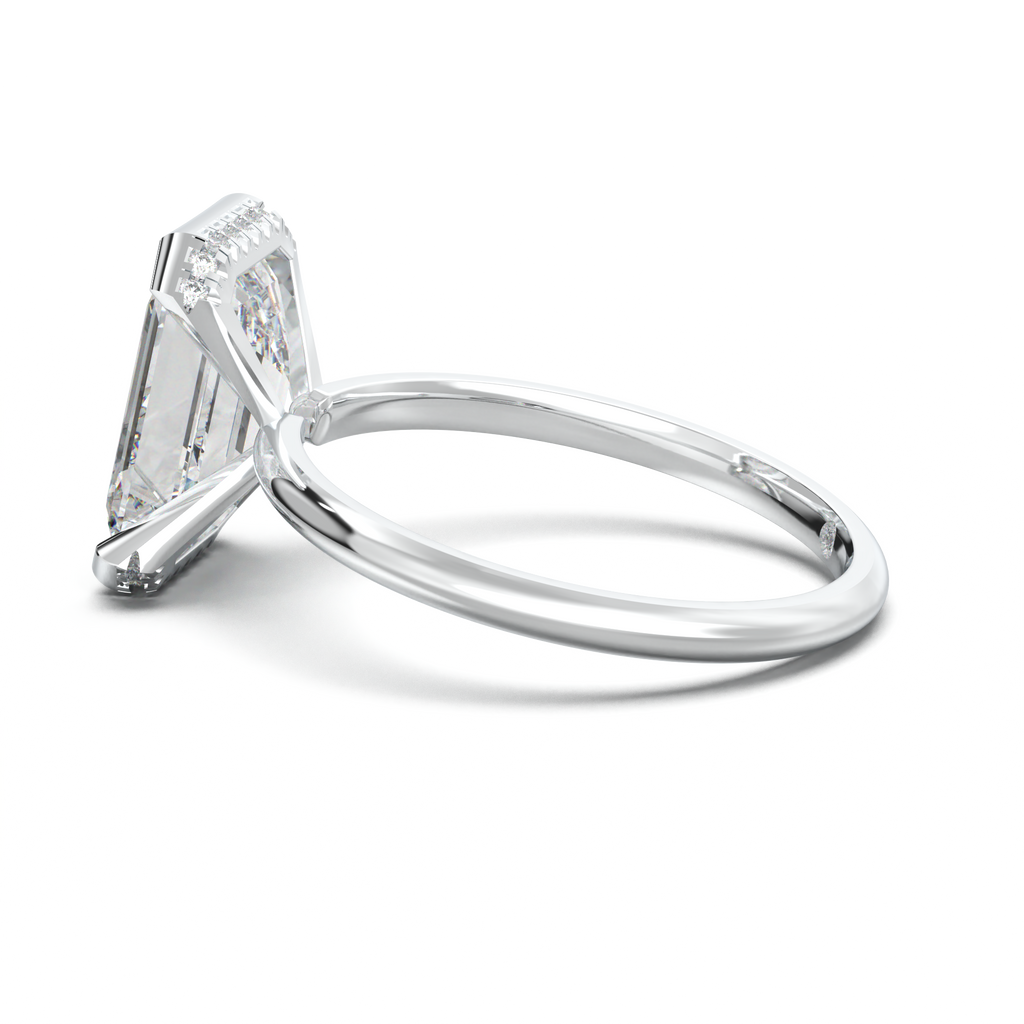 Emerald Hidden Halo Engagement Ring