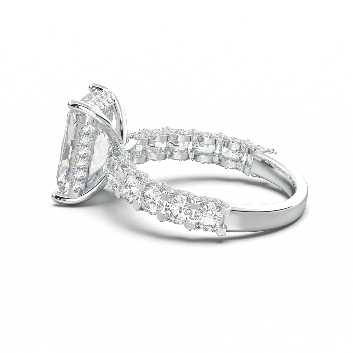 Radiant Diamond Band Engagement Ring