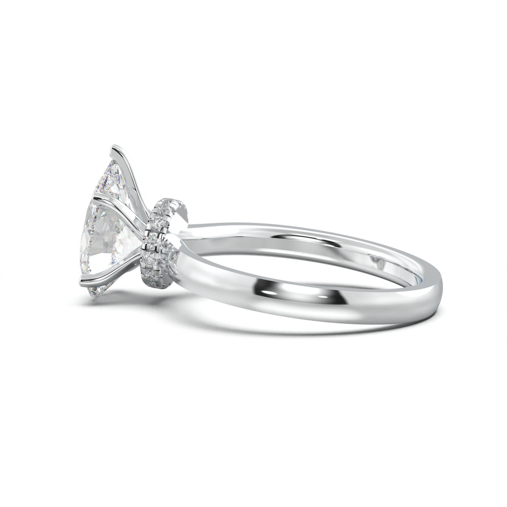 Pear Hidden Halo Engagement Ring