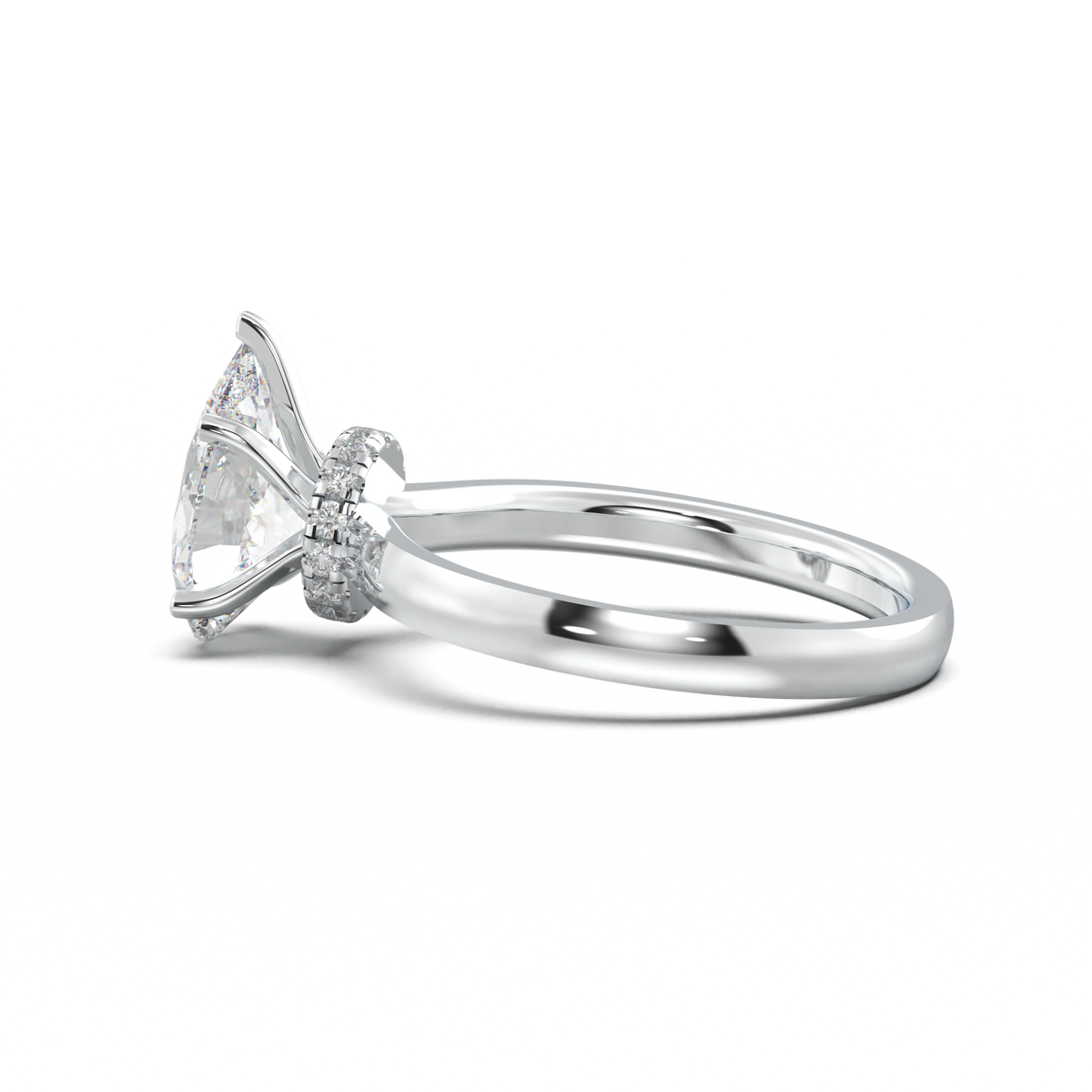 Pear Hidden Halo Engagement Ring