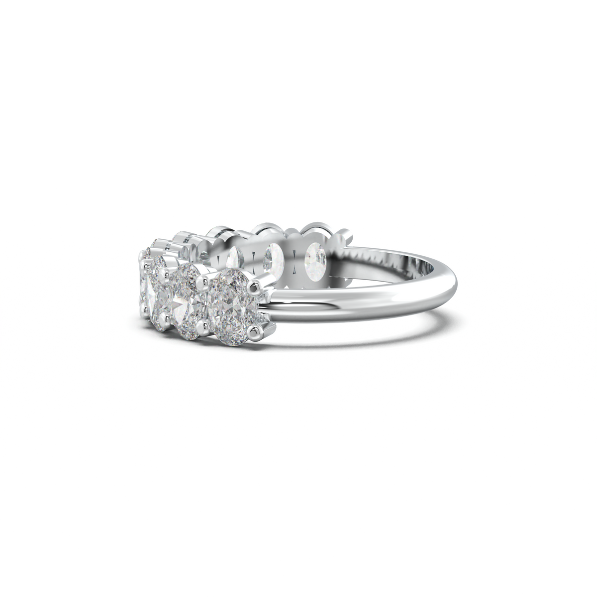 Nine-Oval Half-Eternity Wedding Band