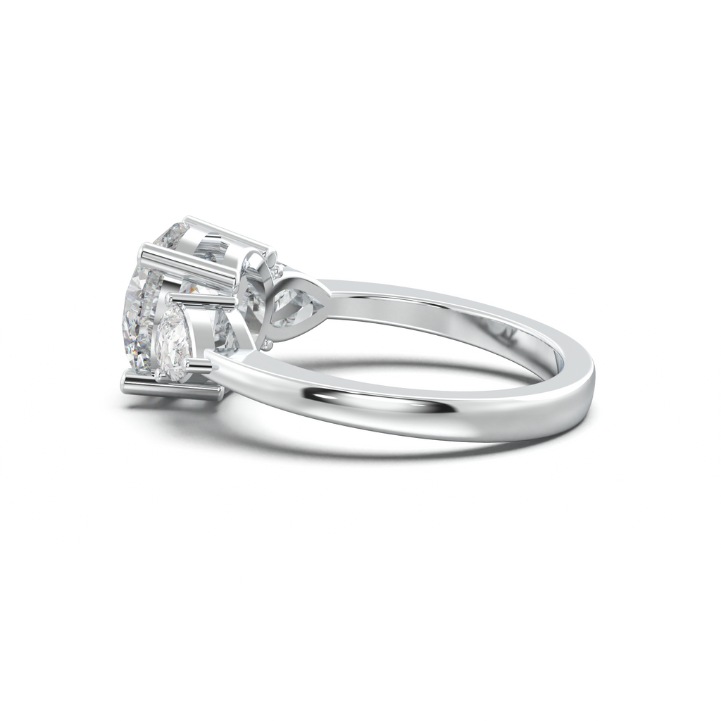 Round Pear Three-Stone Engagement Ring