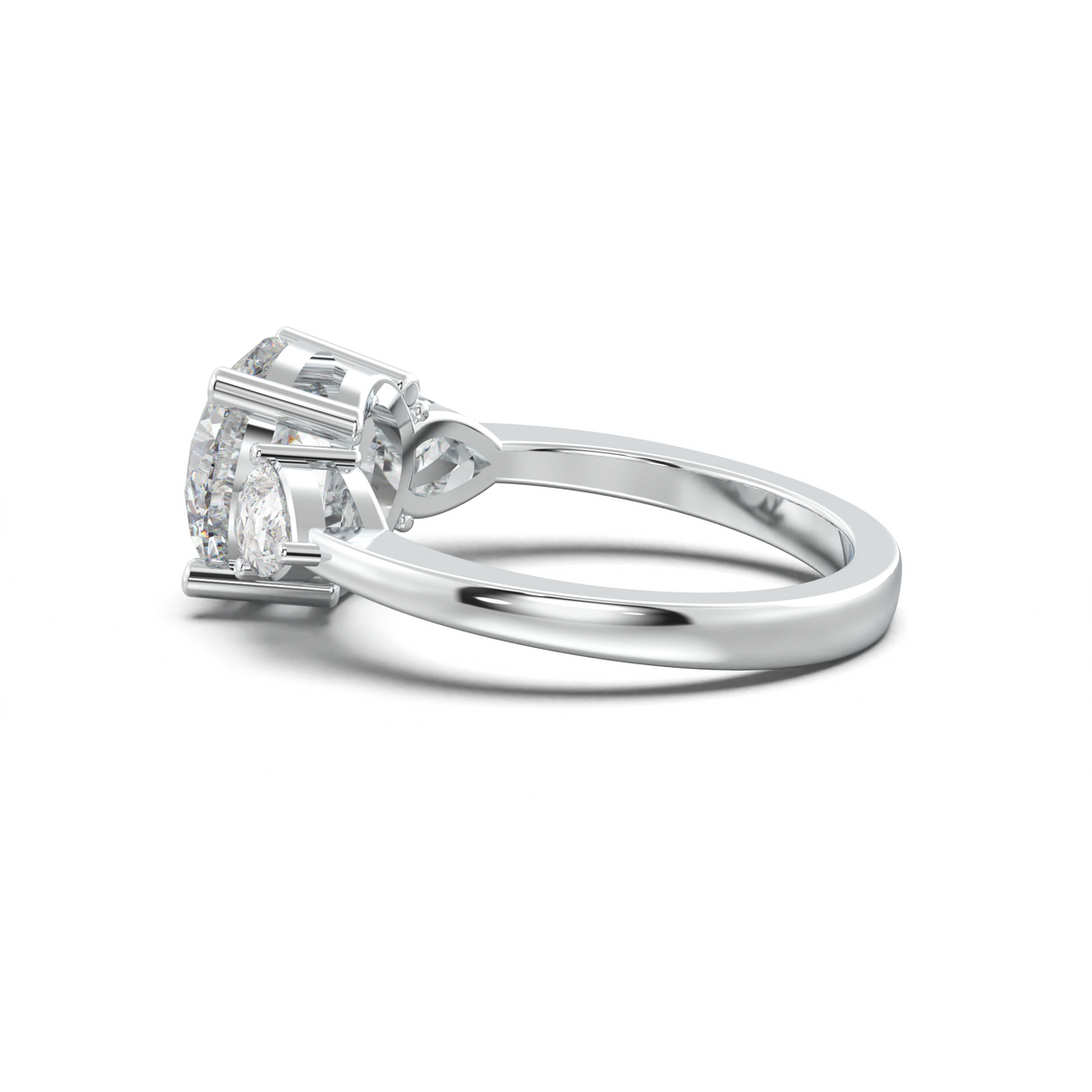 Round Pear Three-Stone Engagement Ring