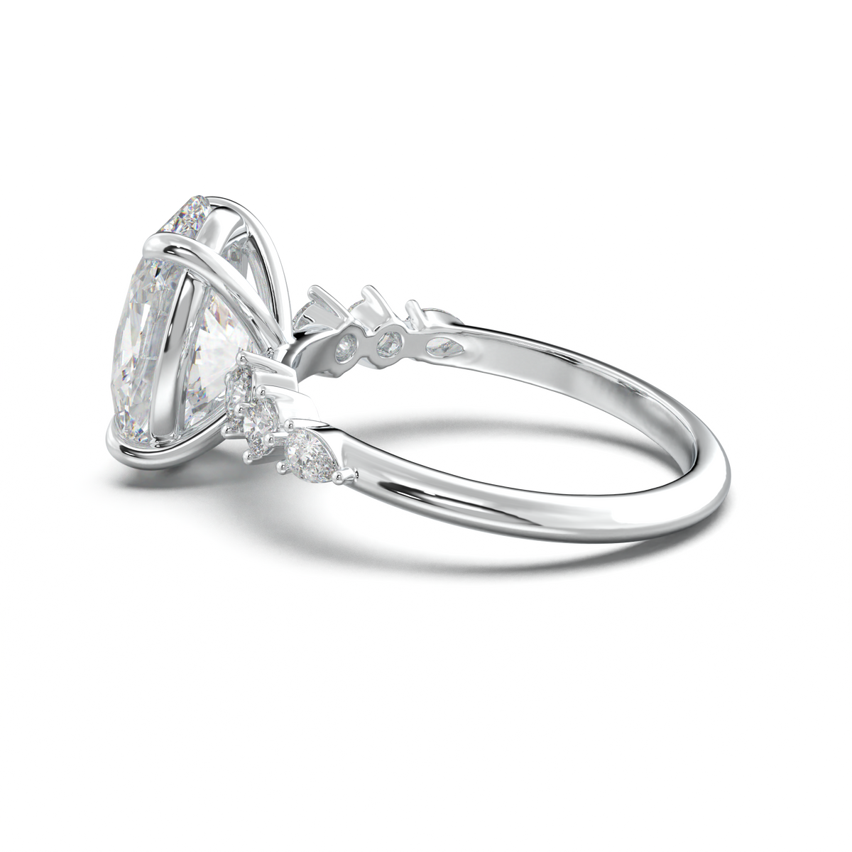 Oval Pear-Accent Engagement Ring