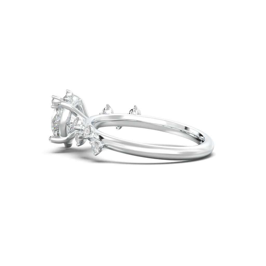 Round Botanical Accent Engagement Ring