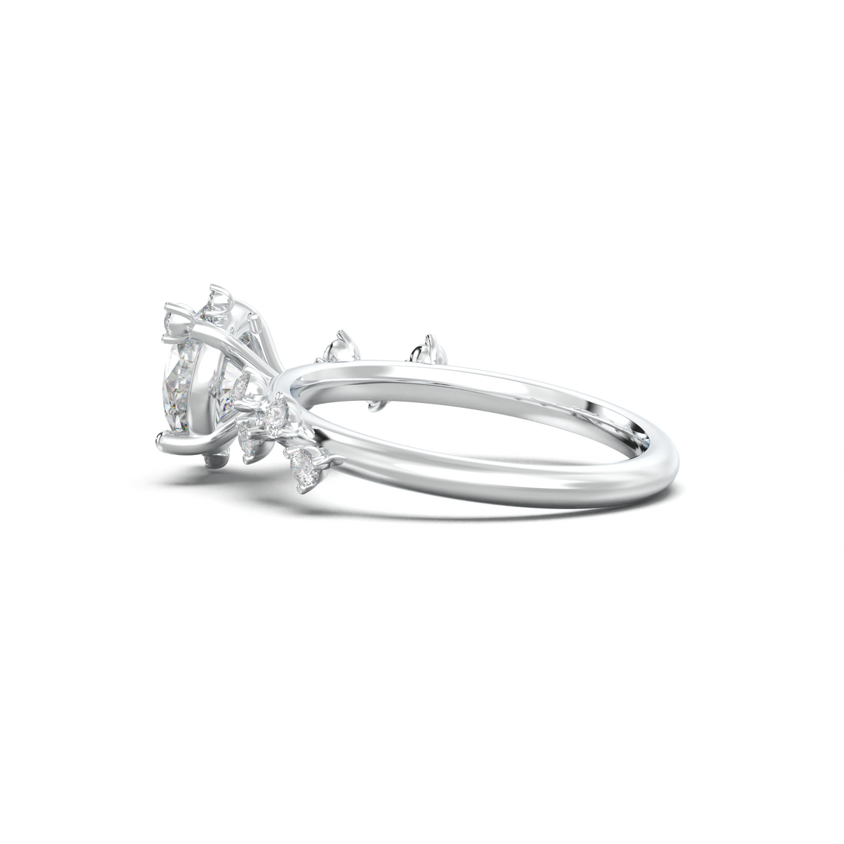 Round Botanical Accent Engagement Ring