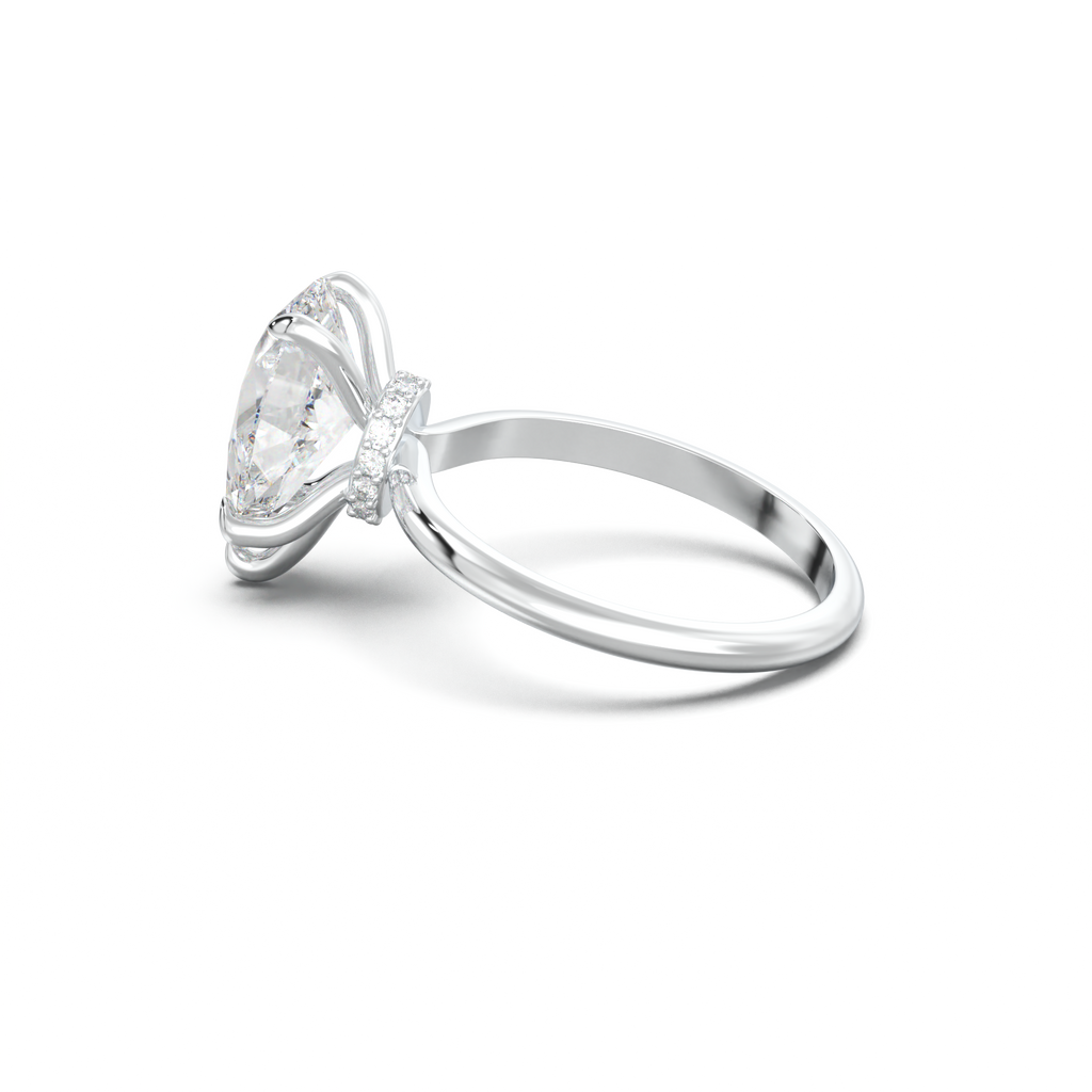 Pear Hidden Halo Engagement Ring