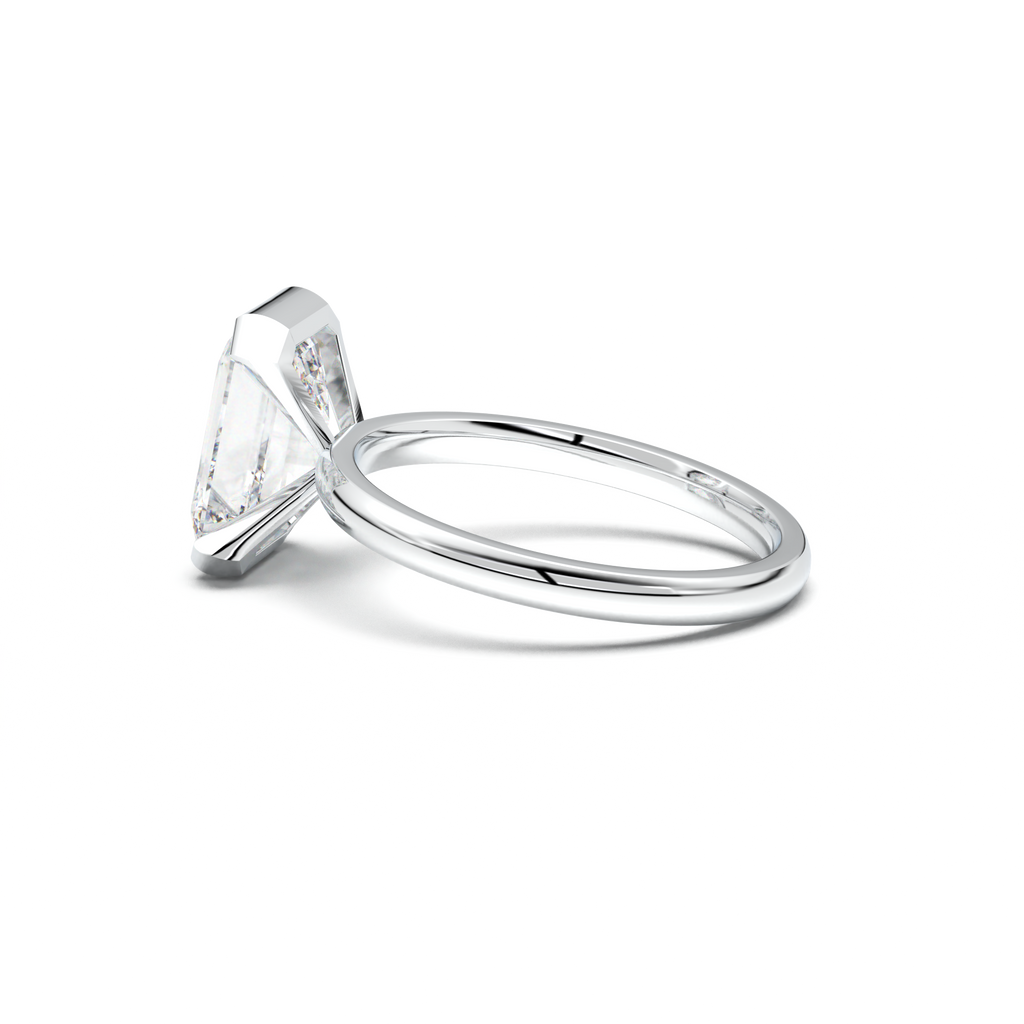 Emerald Cut Half-Bezel Engagement Ring