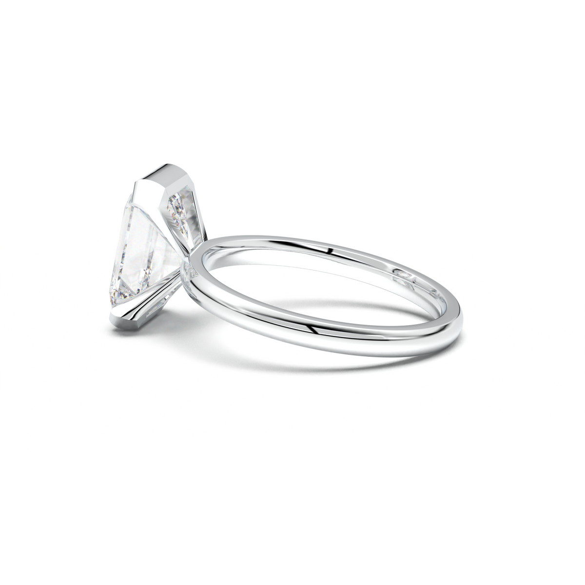 Emerald Cut Half-Bezel Engagement Ring