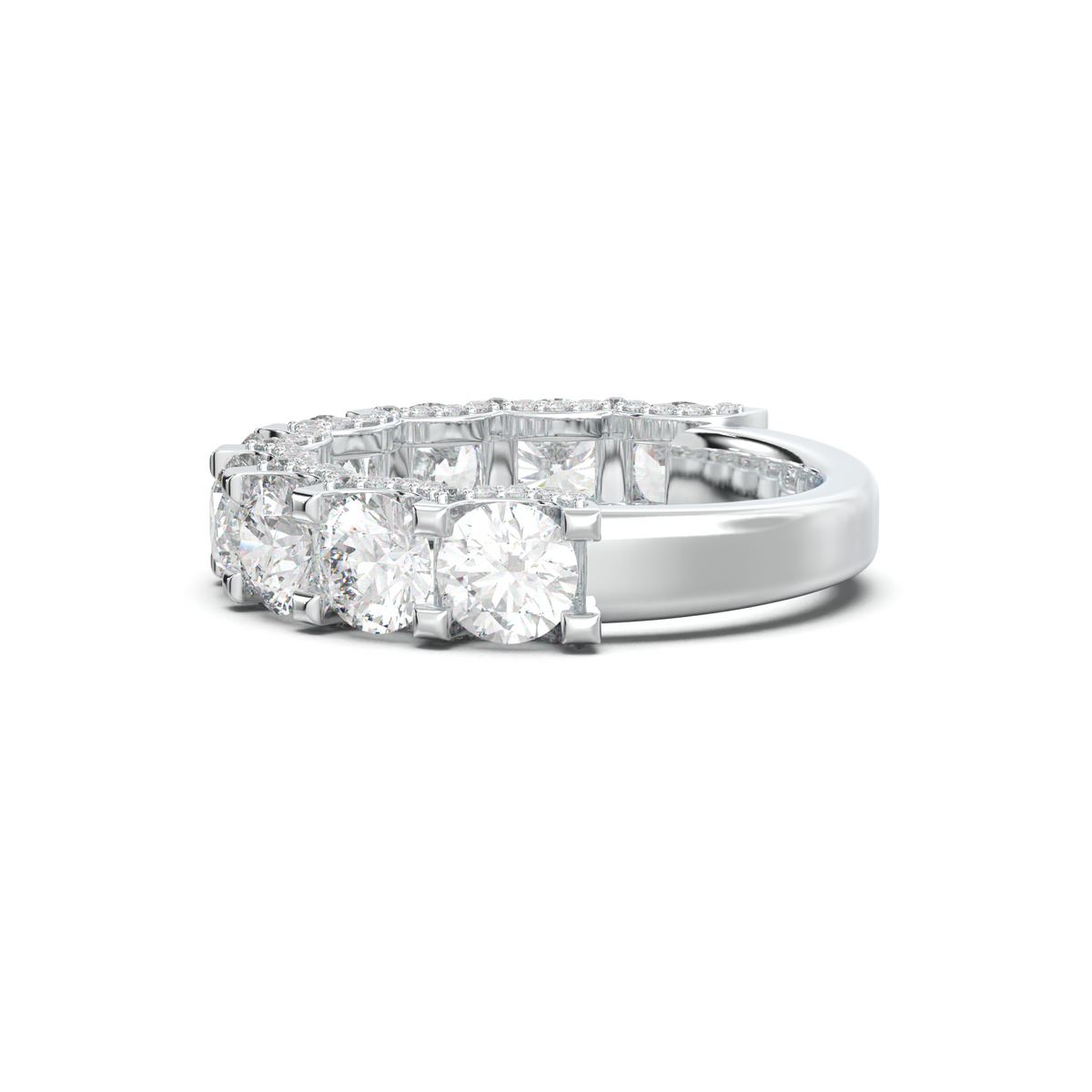 Round Diamond Pavé-Edge Wedding Band