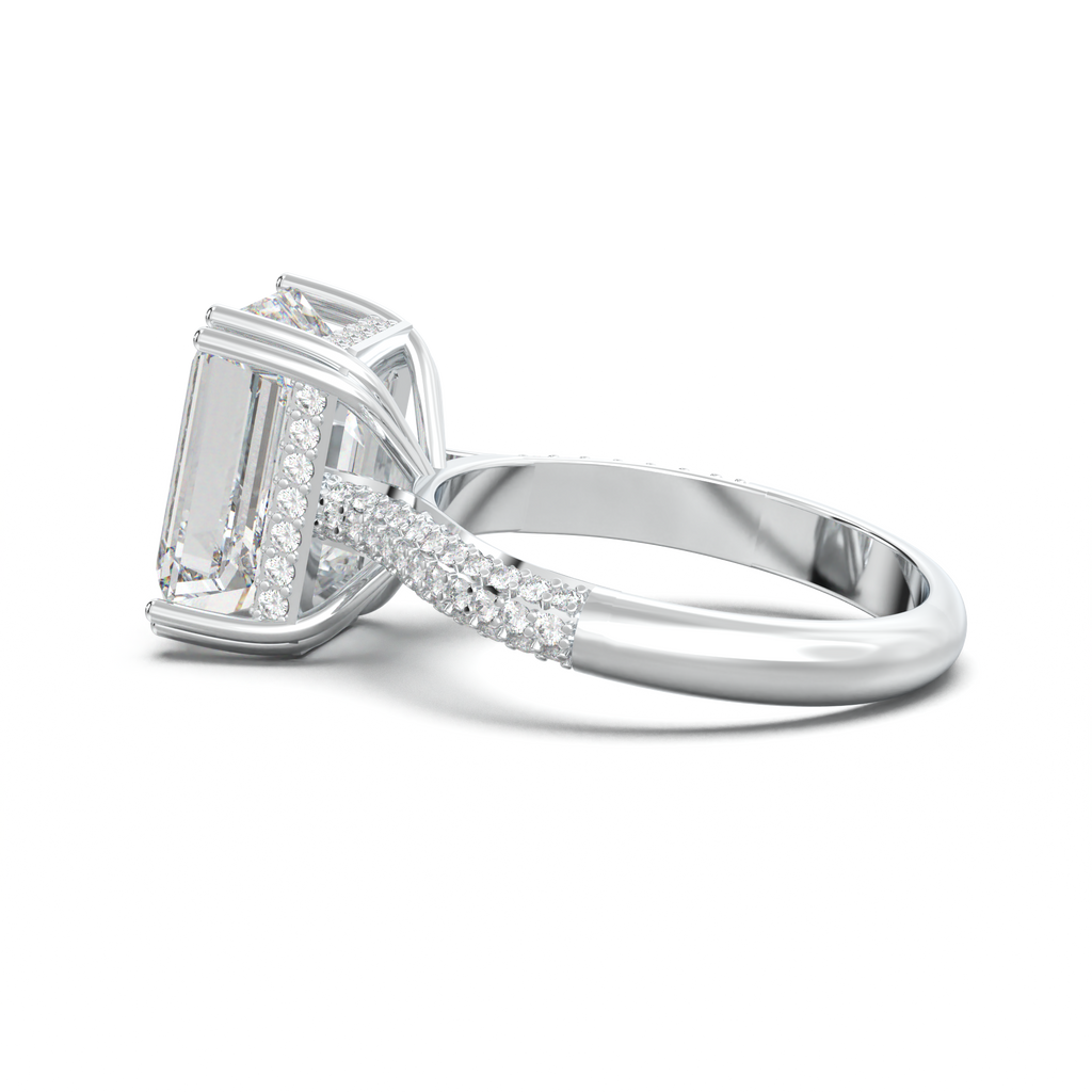 Emerald Double Pavé Engagement Ring