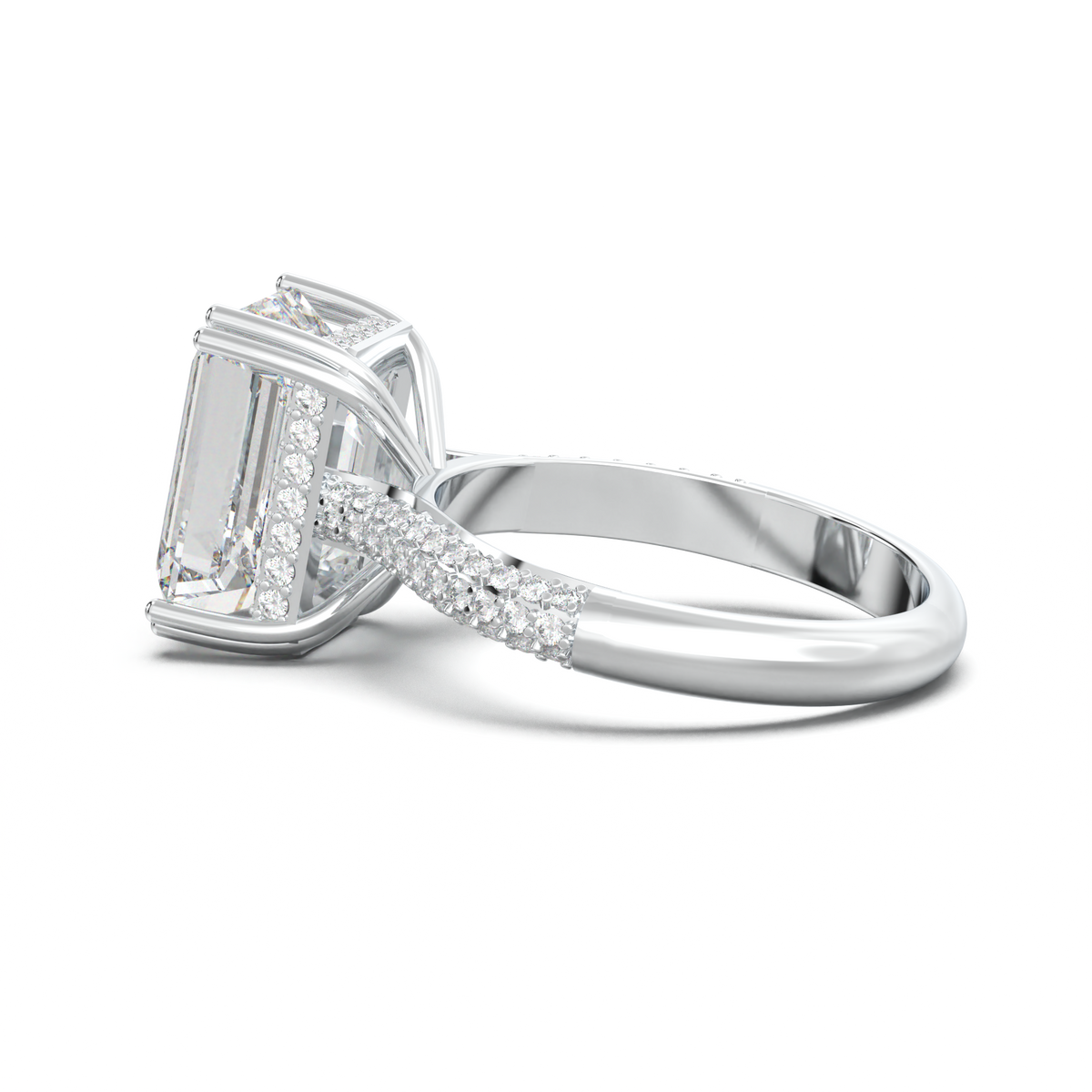 Emerald Double Pavé Engagement Ring