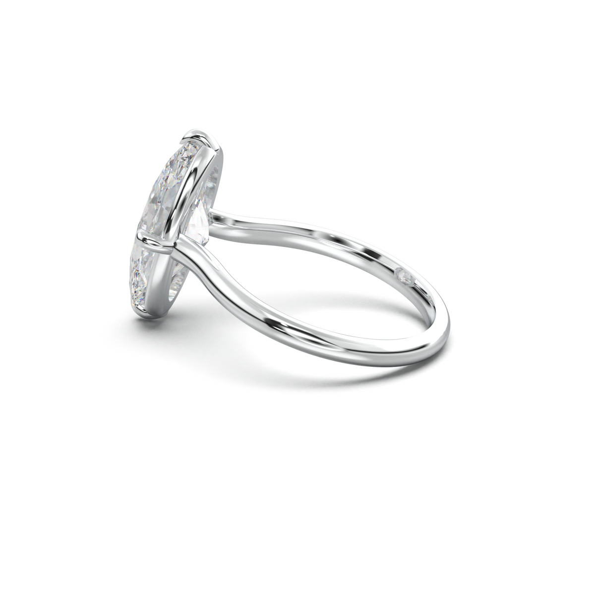 Elongated Moval Solitaire Engagement Ring