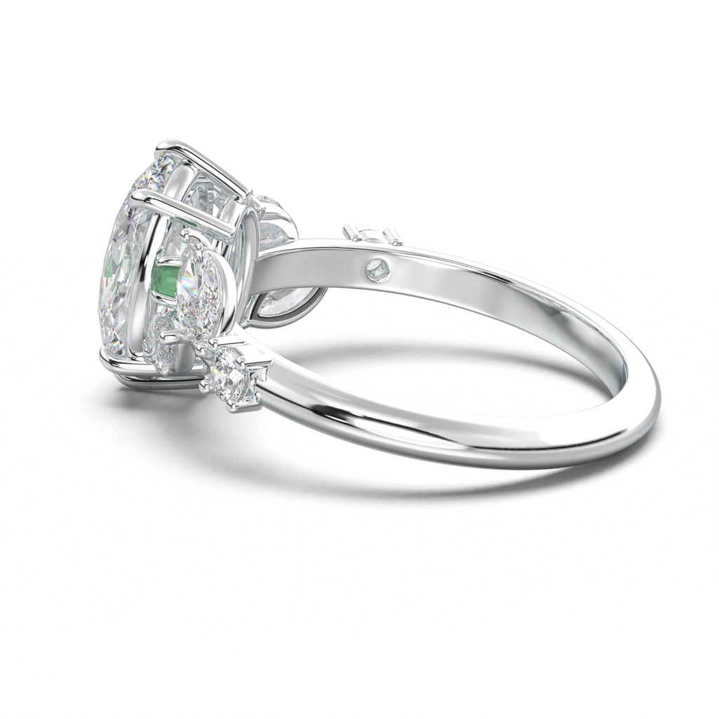 Oval Marquise-Accent Engagement Ring