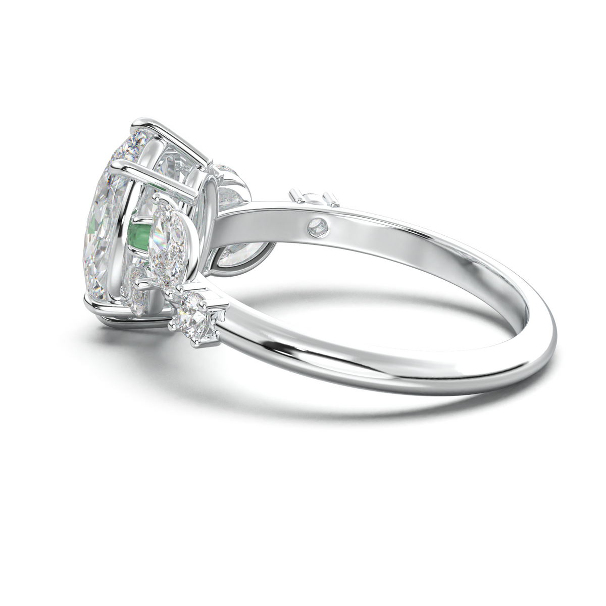 Oval Marquise-Accent Engagement Ring