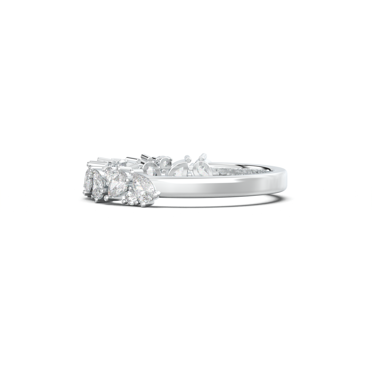 Alternating Pear & Round Half-Eternity Wedding Band