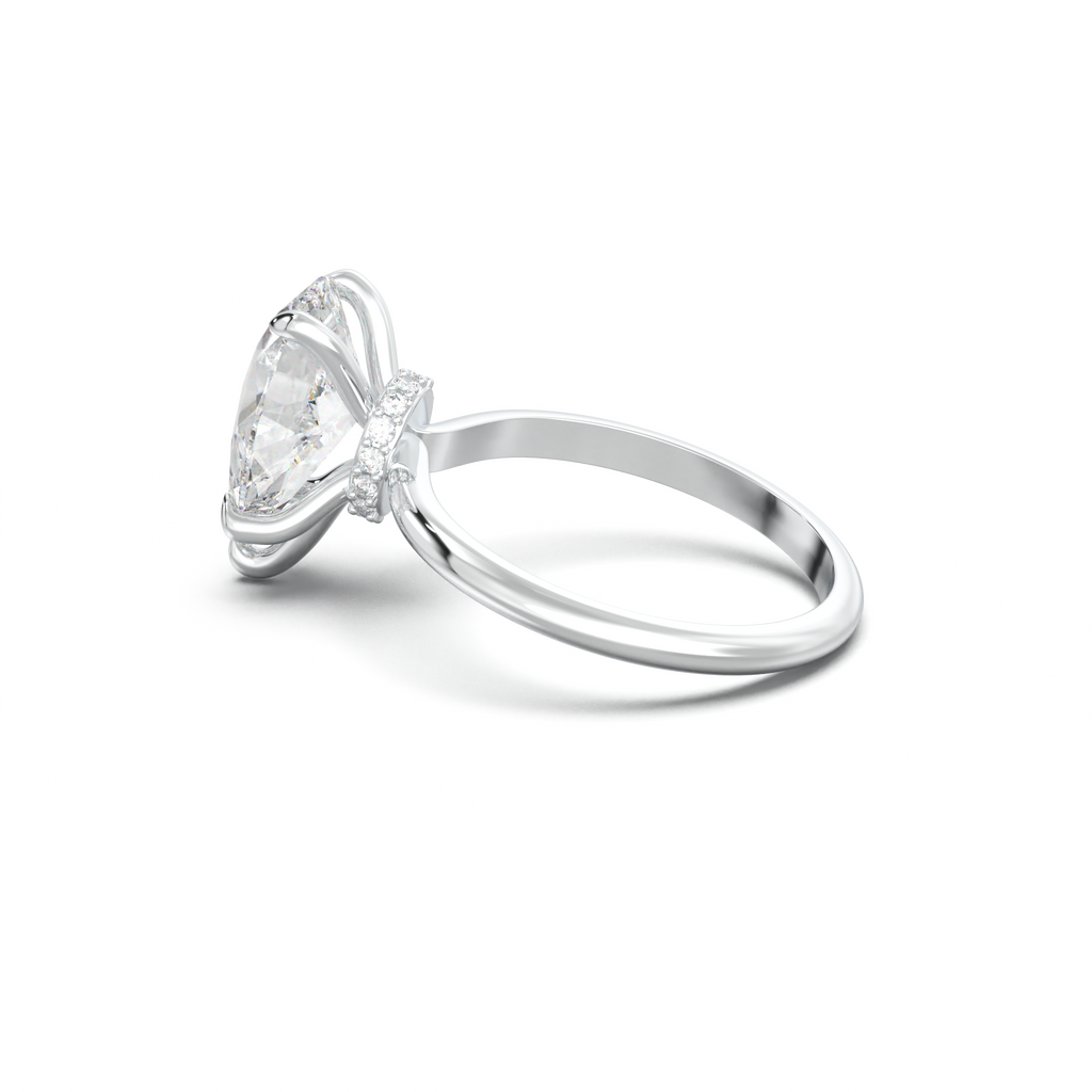 Pear Hidden Halo Engagement Ring