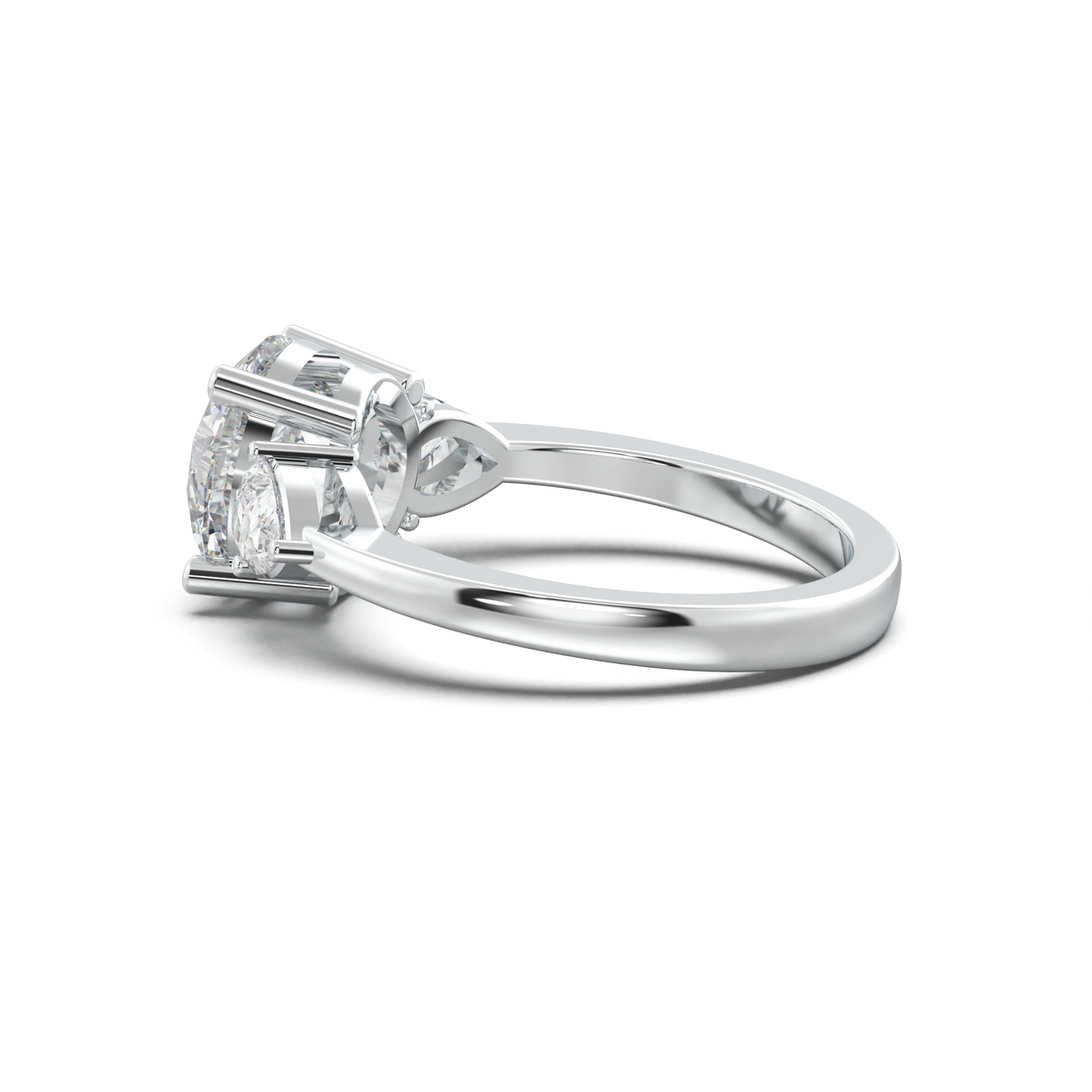 Round Pear Three-Stone Engagement Ring
