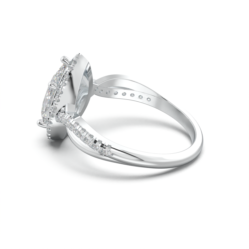 Pear Halo Twisted Pavé Engagement Ring