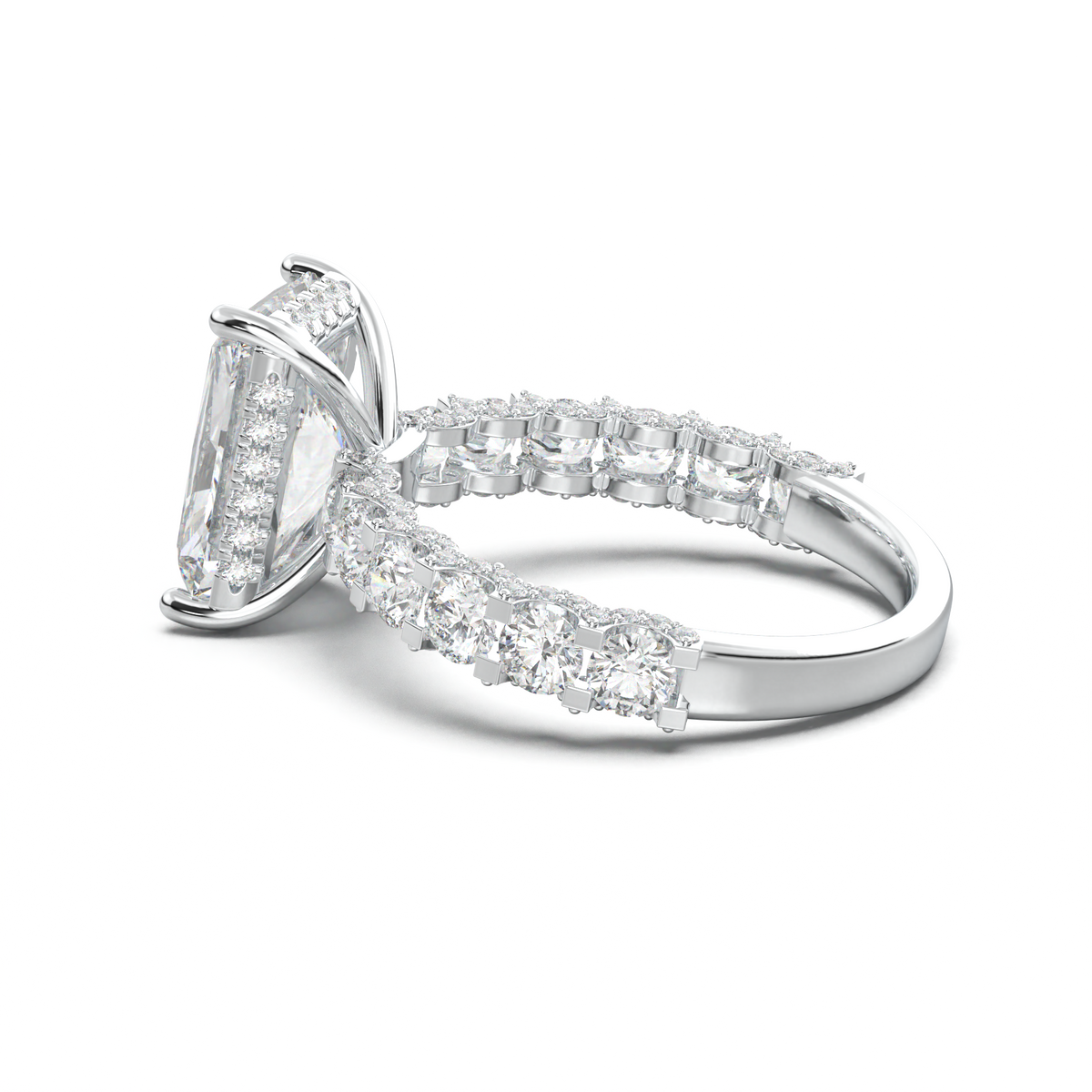 Radiant Diamond Band Engagement Ring