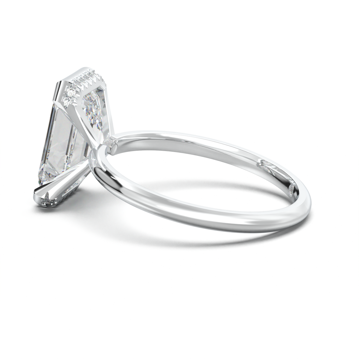 Emerald Hidden Halo Engagement Ring