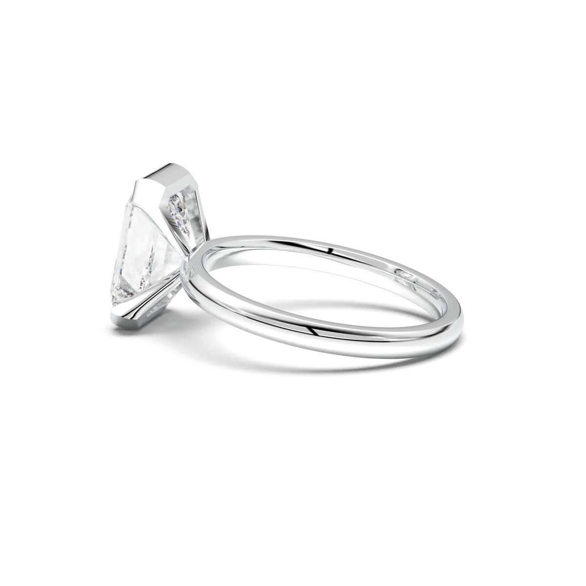 Emerald Cut Half-Bezel Engagement Ring