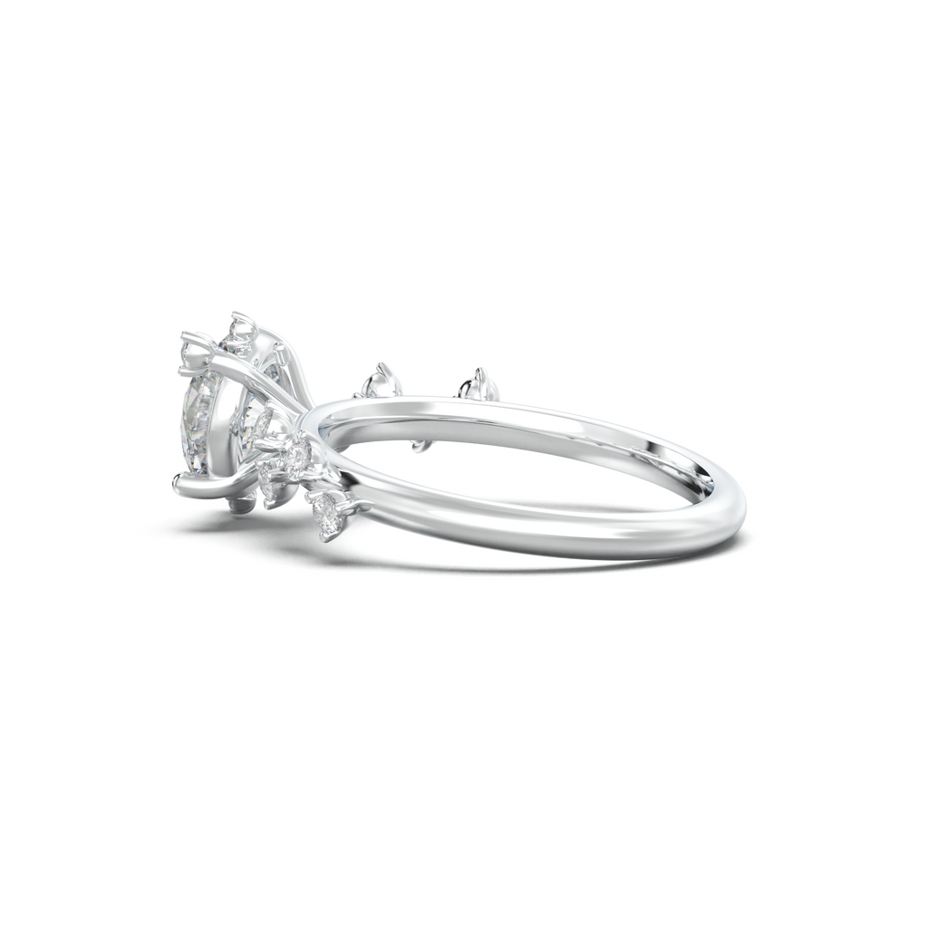 Round Botanical Accent Engagement Ring