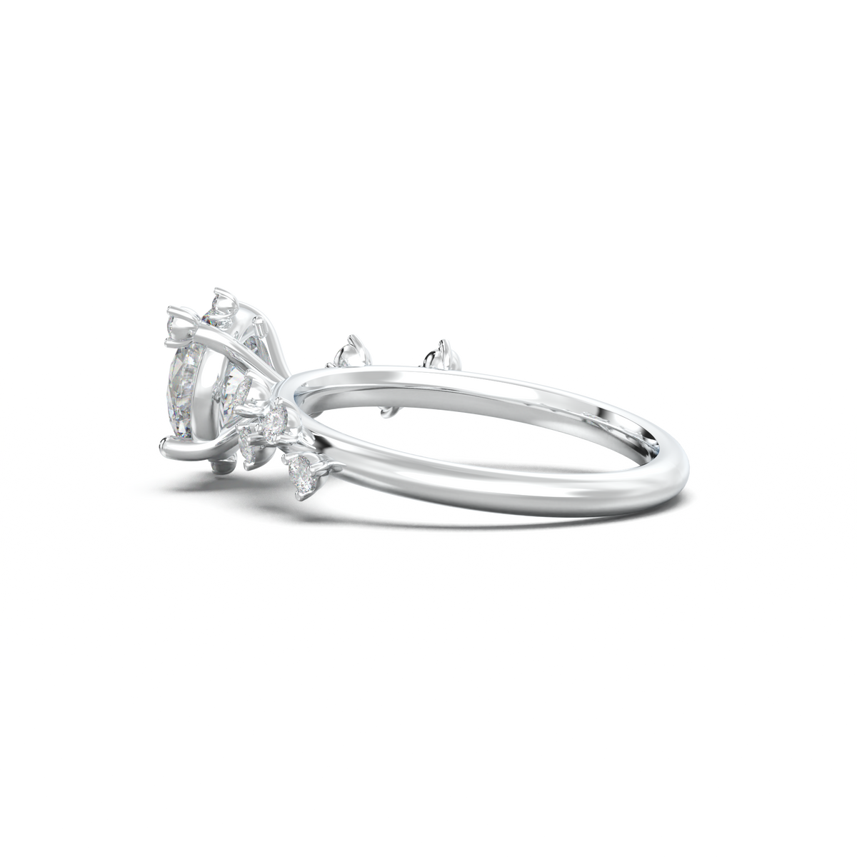 Round Botanical Accent Engagement Ring