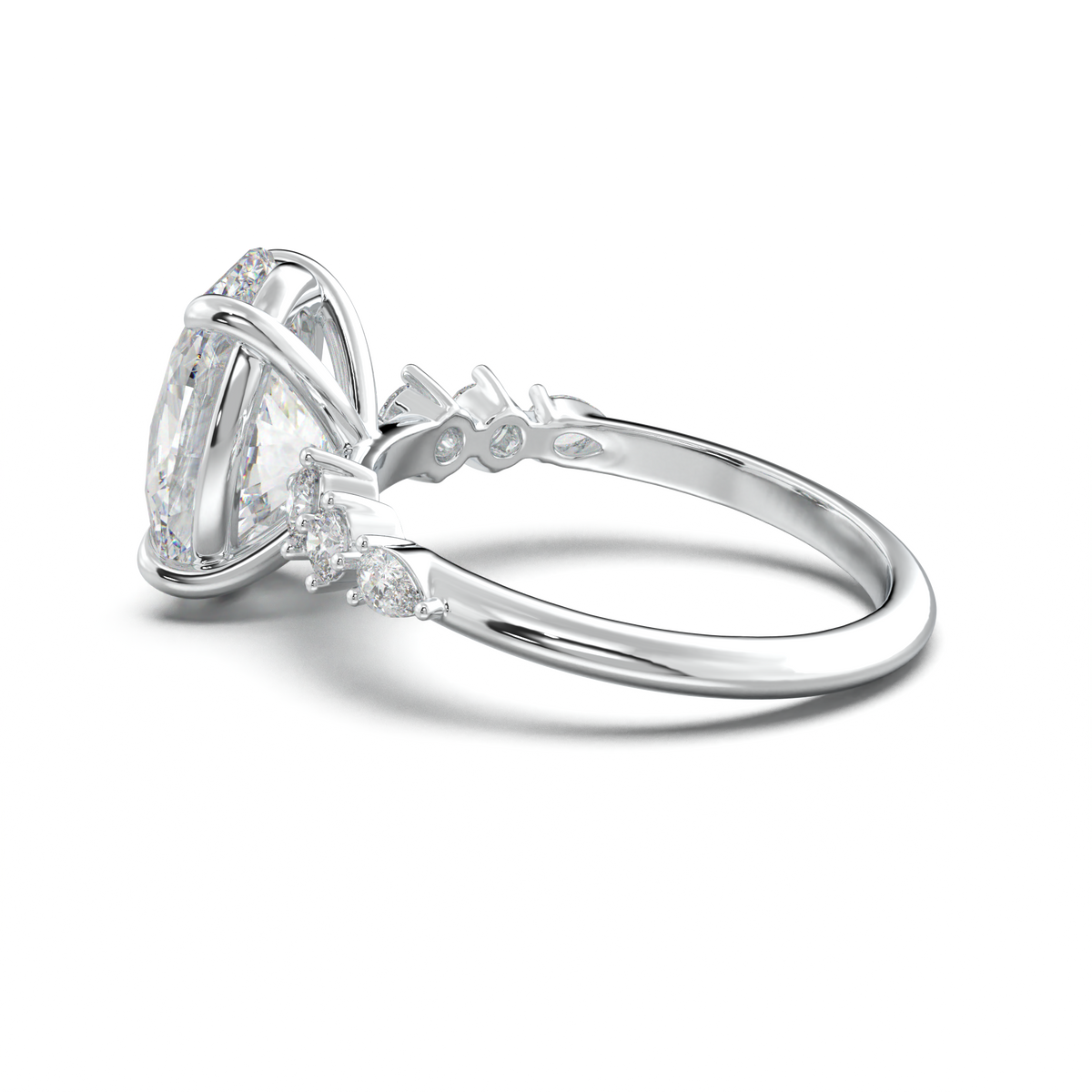 Oval Pear-Accent Engagement Ring