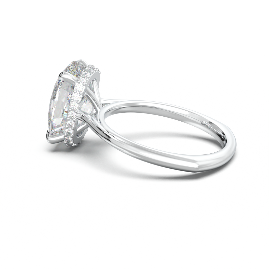 Cushion Hidden Halo Engagement Ring