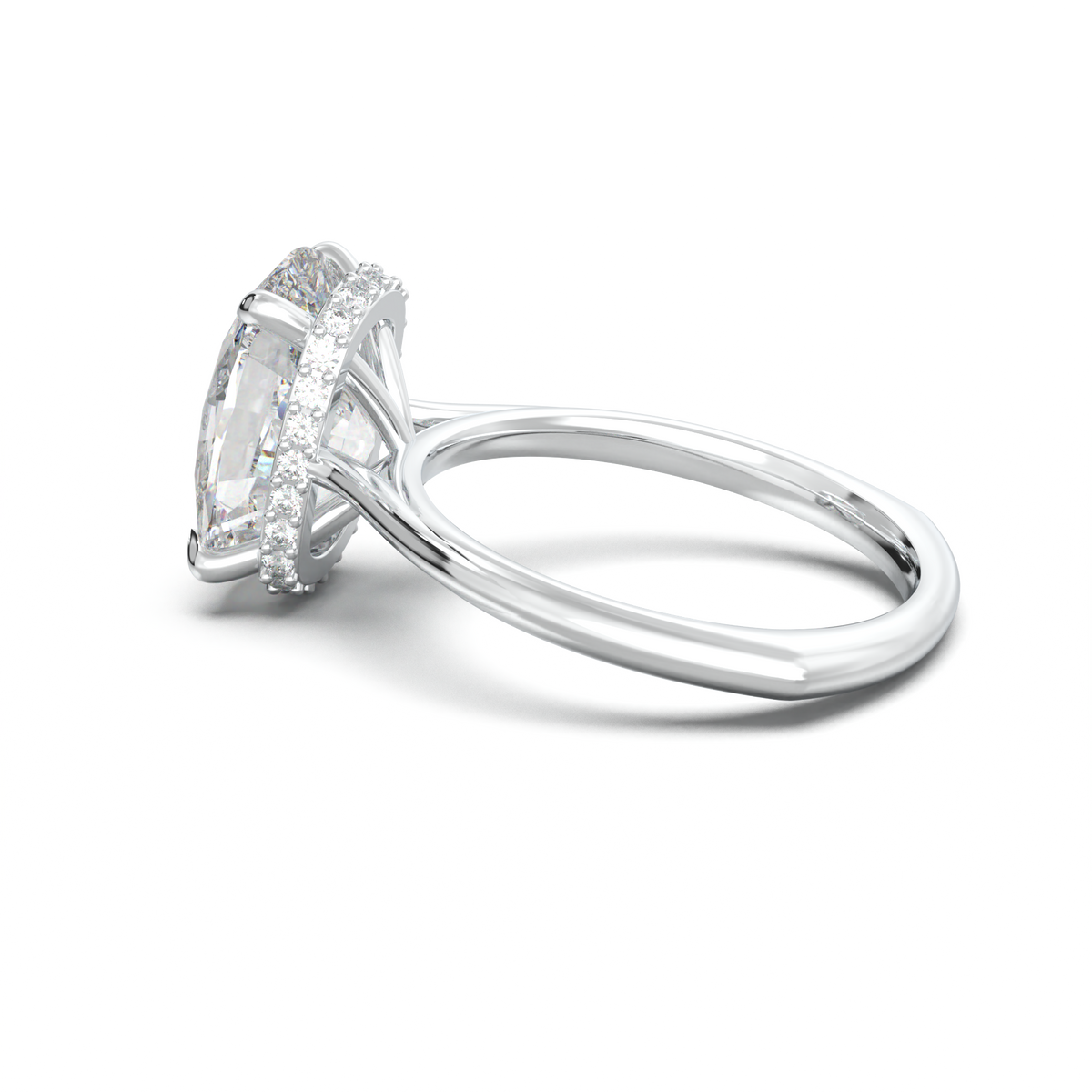 Cushion Hidden Halo Engagement Ring