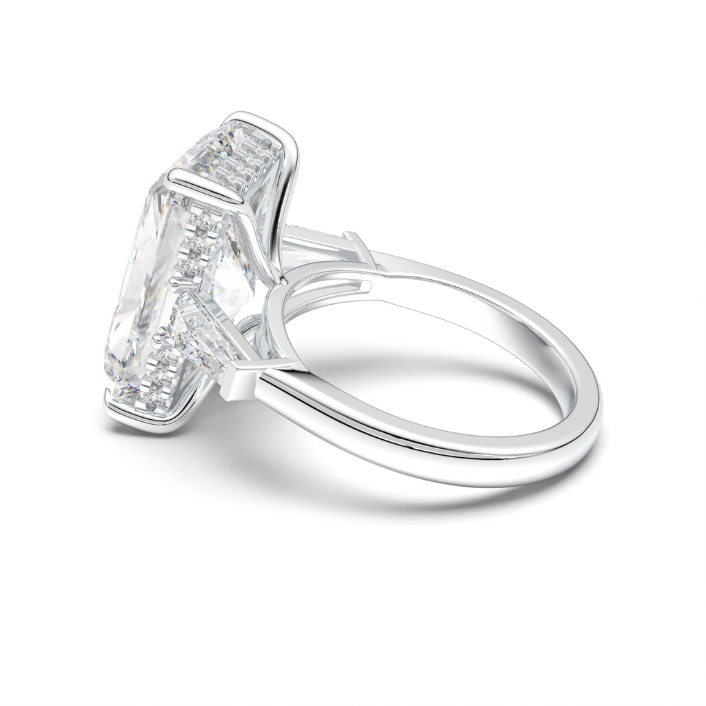 Radiant Baguette Hidden Halo Engagement Ring