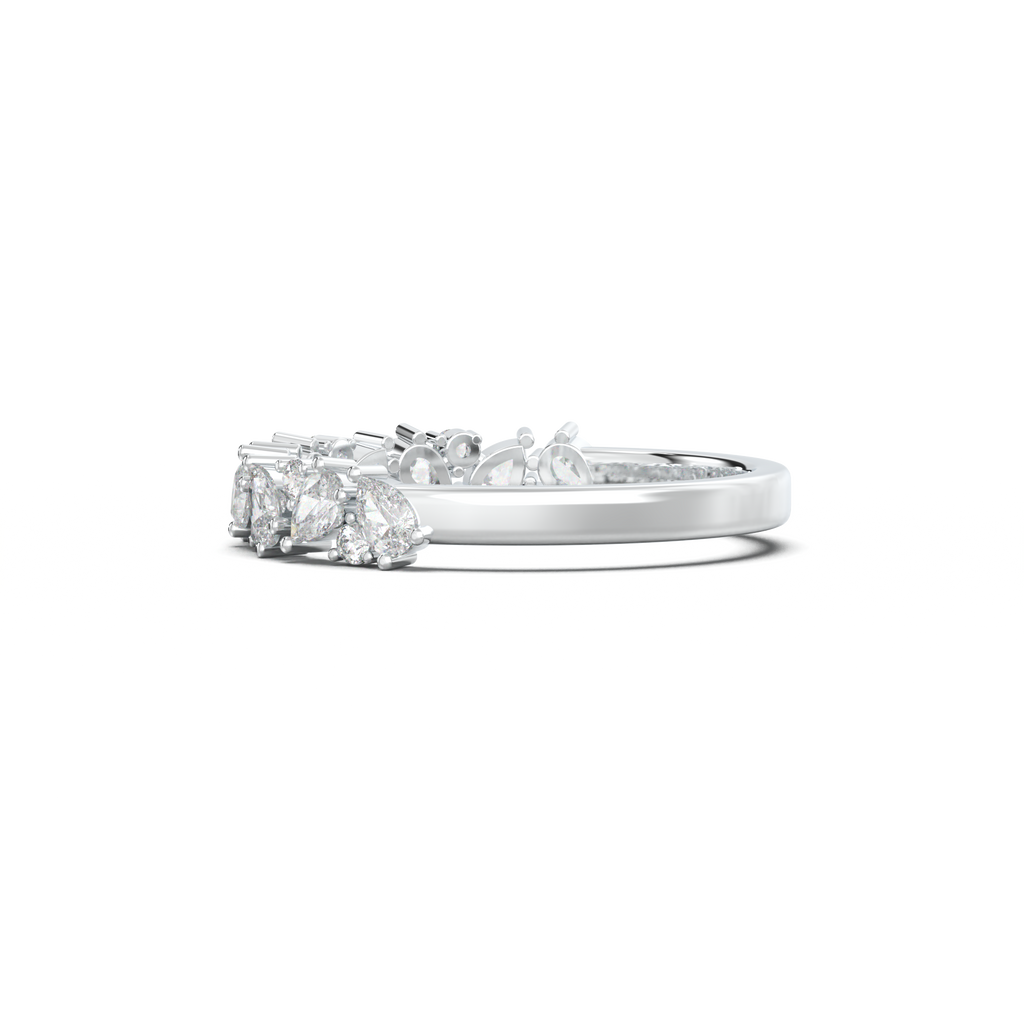 Alternating Pear & Round Half-Eternity Wedding Band