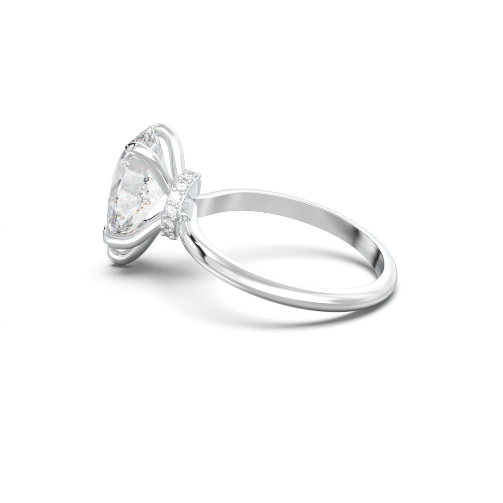 Pear Hidden Halo Engagement Ring