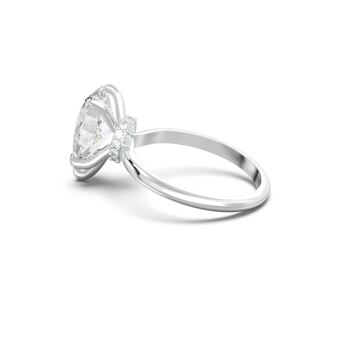 Pear Hidden Halo Engagement Ring