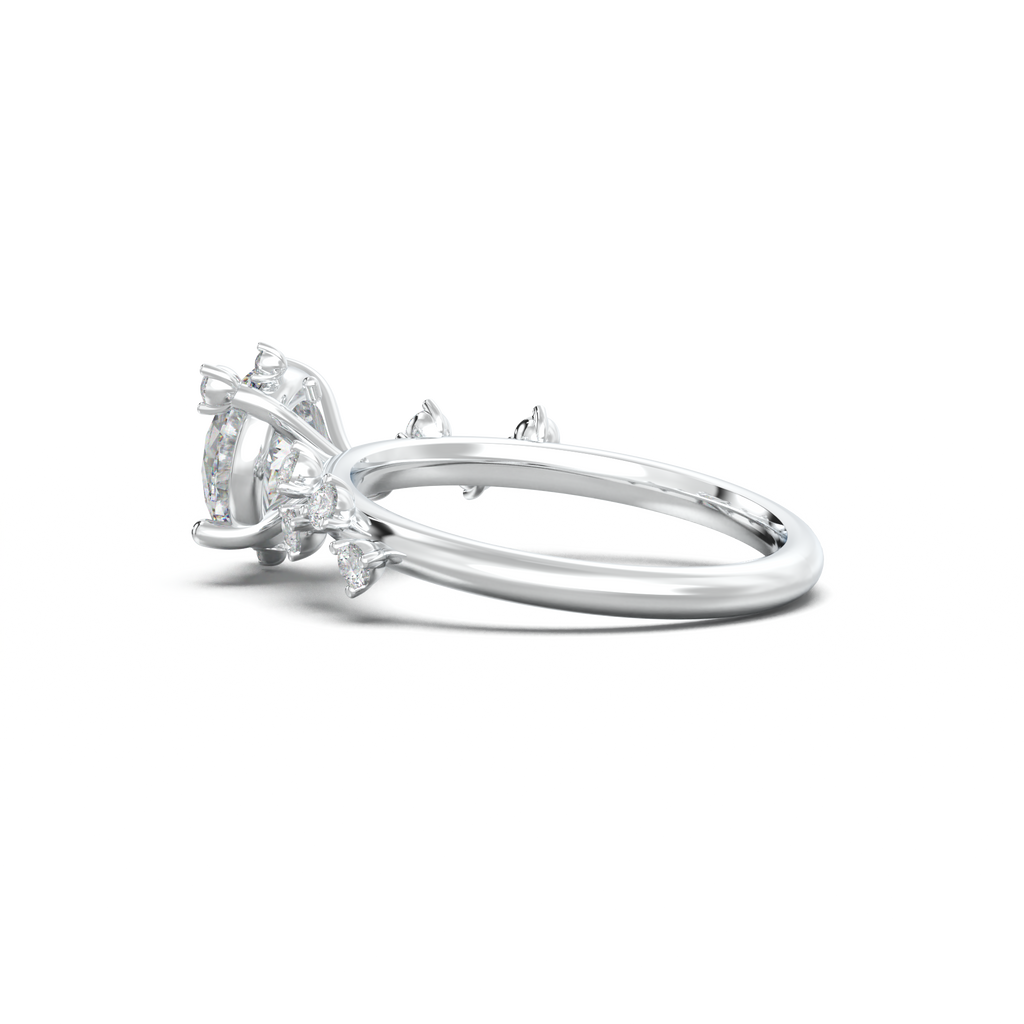 Round Botanical Accent Engagement Ring