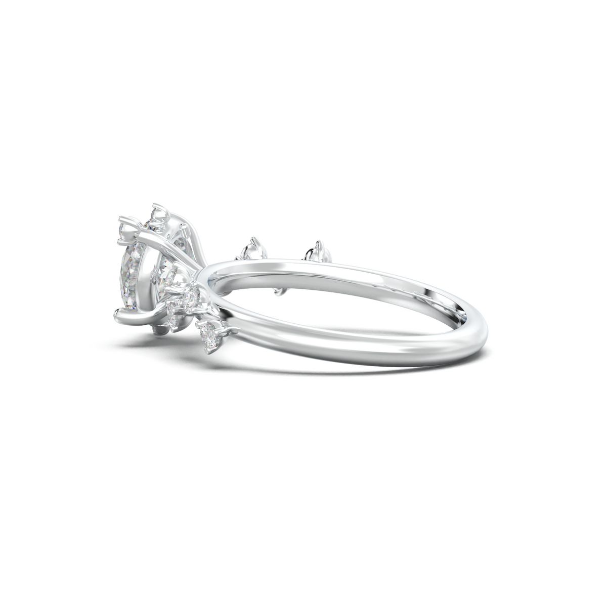 Round Botanical Accent Engagement Ring