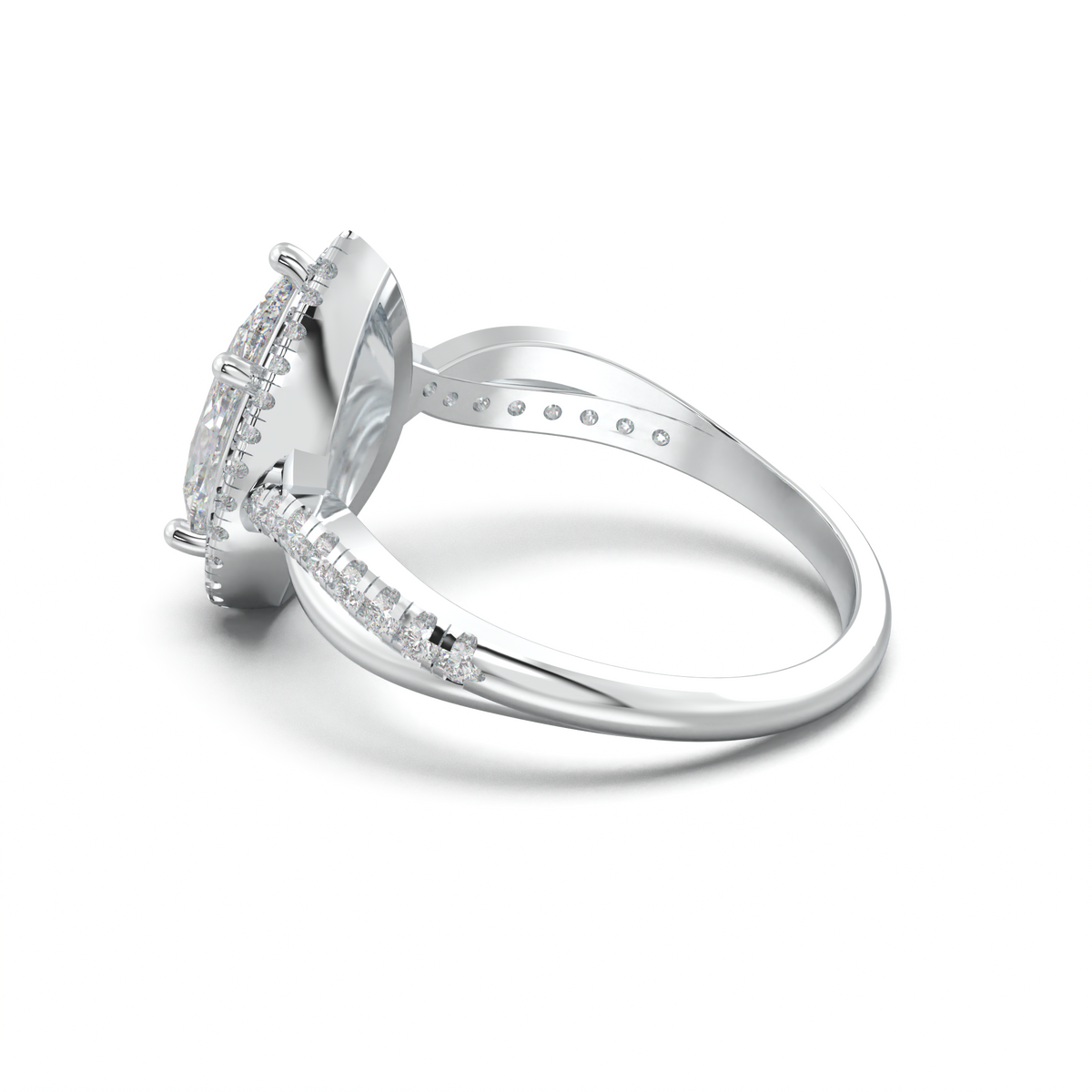 Pear Halo Twisted Pavé Engagement Ring