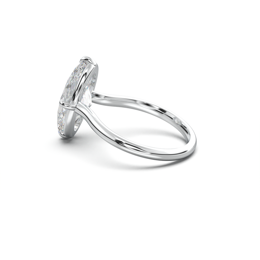 Elongated Moval Solitaire Engagement Ring