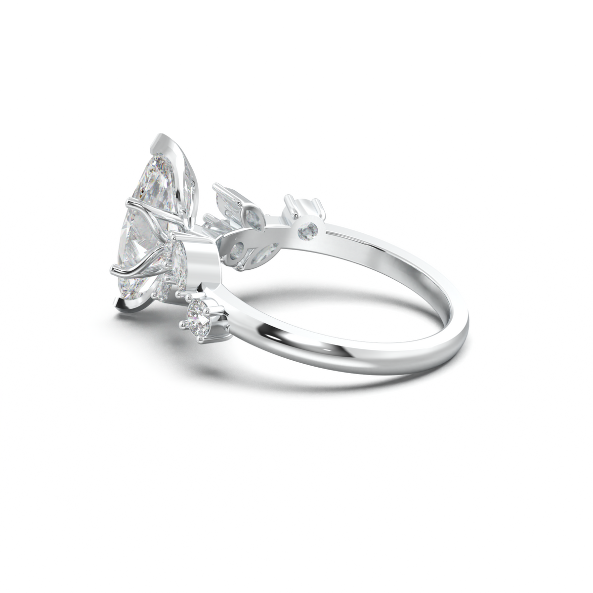 Marquise Mixed Side-Stone Engagement Ring