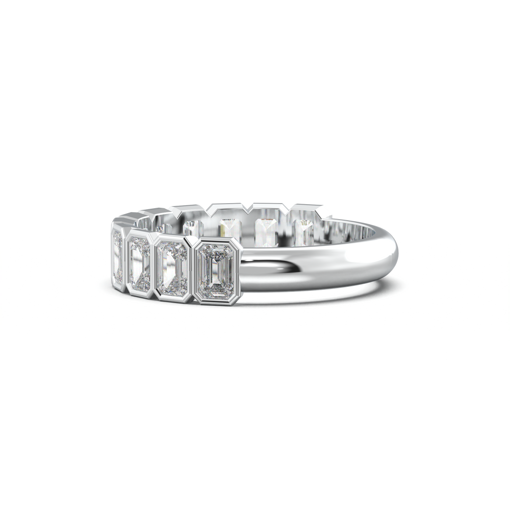 Emerald Bezel Half-Eternity Wedding Band