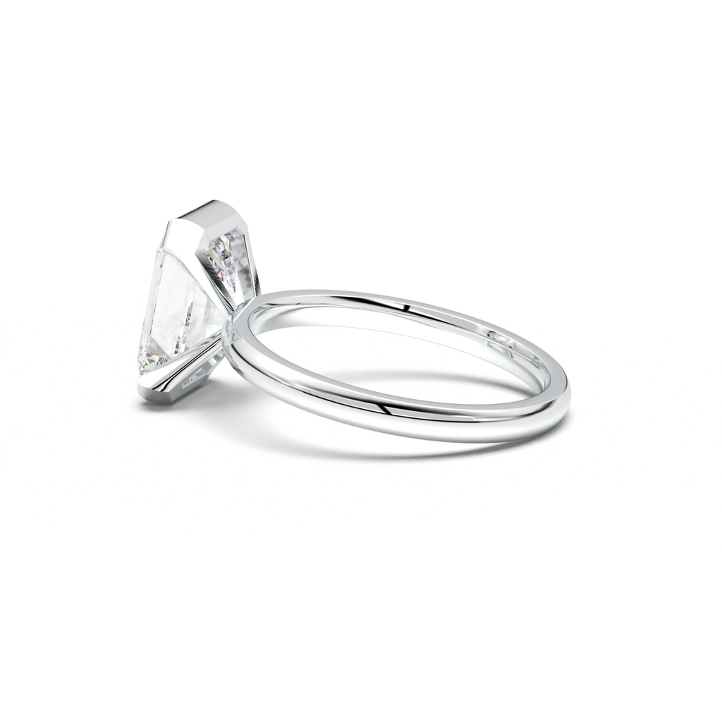 Emerald Cut Half-Bezel Engagement Ring