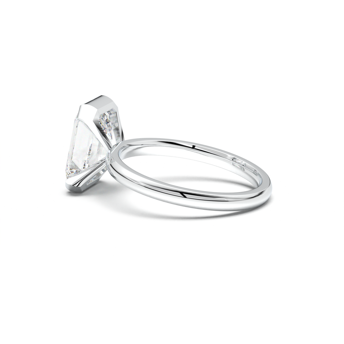 Emerald Cut Half-Bezel Engagement Ring
