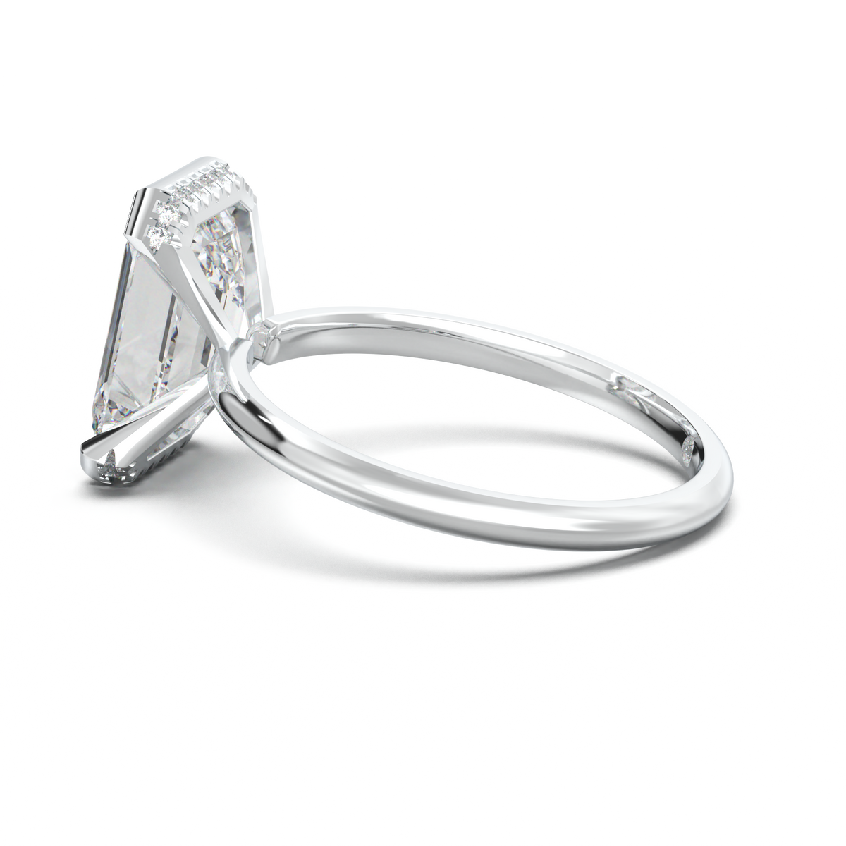 Emerald Hidden Halo Engagement Ring