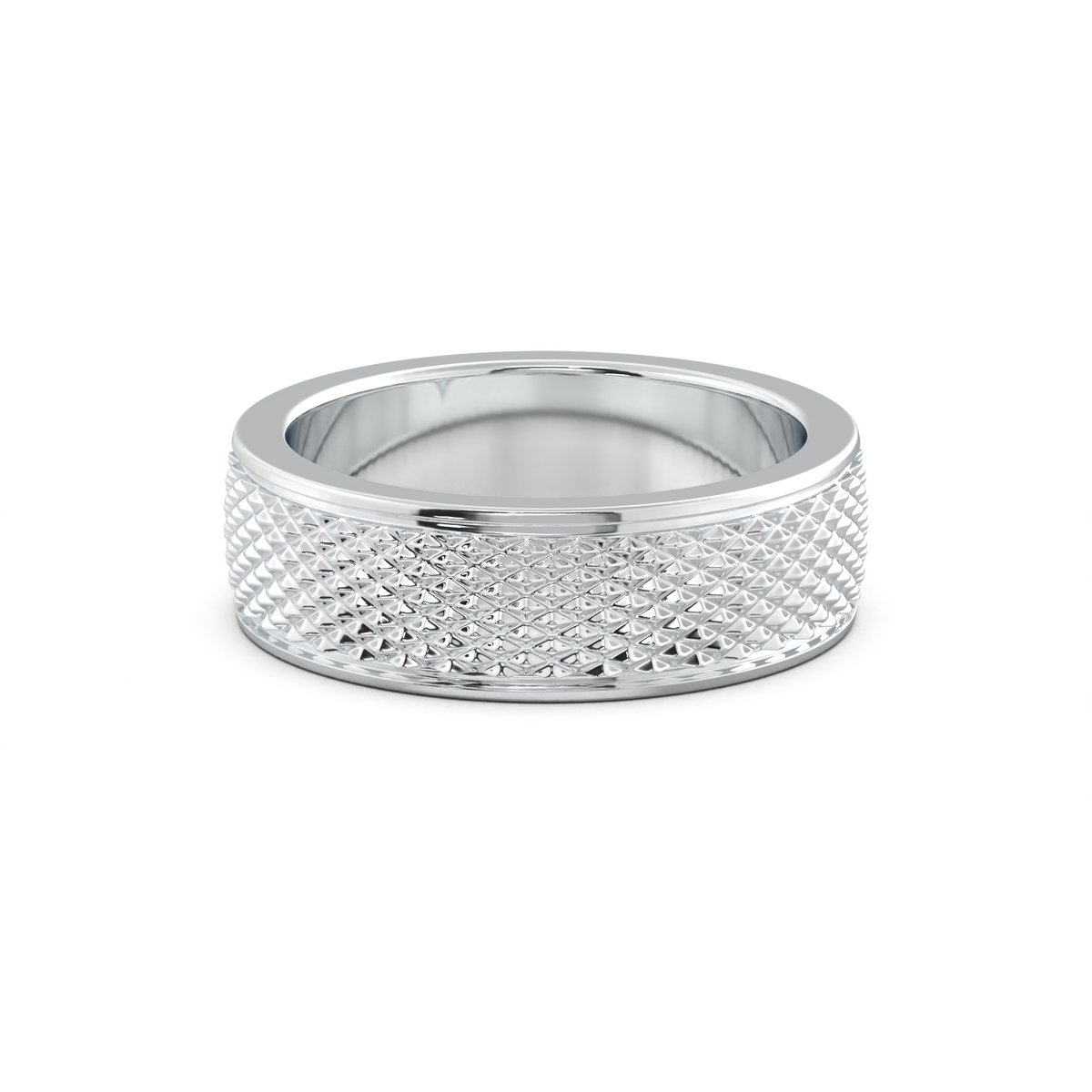 Diamond-Cut Textured Men's Wedding Band