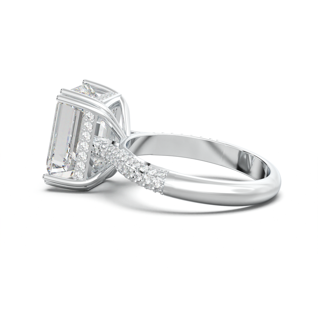 Emerald Double Pavé Engagement Ring