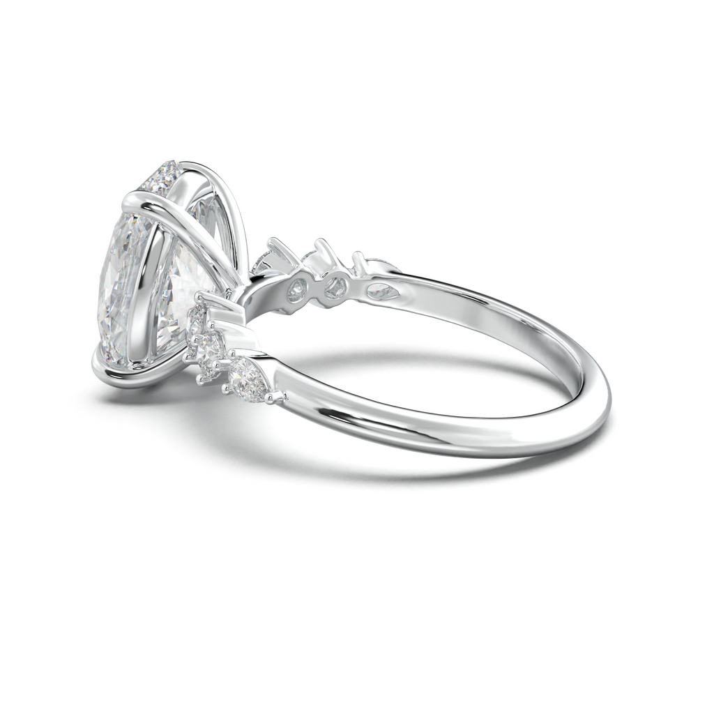 Oval Pear-Accent Engagement Ring