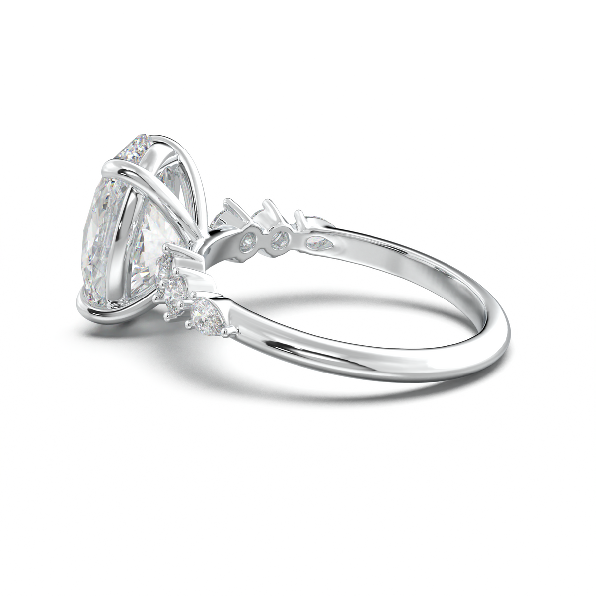 Oval Pear-Accent Engagement Ring