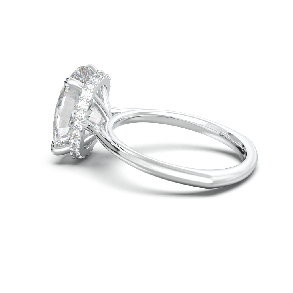 Cushion Hidden Halo Engagement Ring